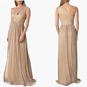 Dress The Population Kienna Shimmer One Shoulder Gown In Gold Size XXS New